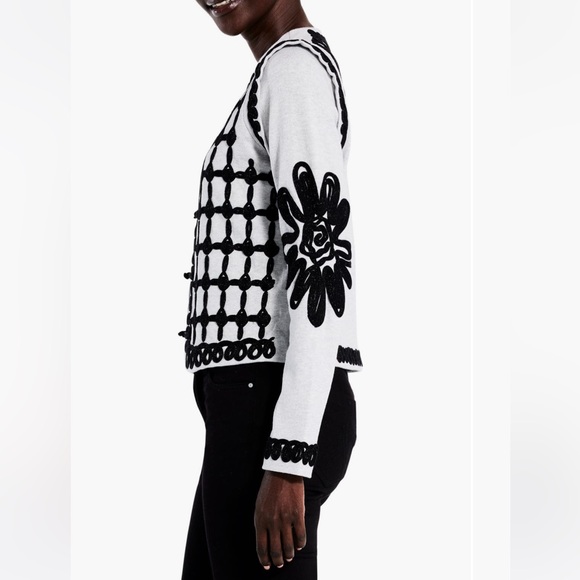 NIC+ZOE Romantic Soutache Knit Jacket in Grey Multi, Size Medium, NWT - Picture 6 of 17